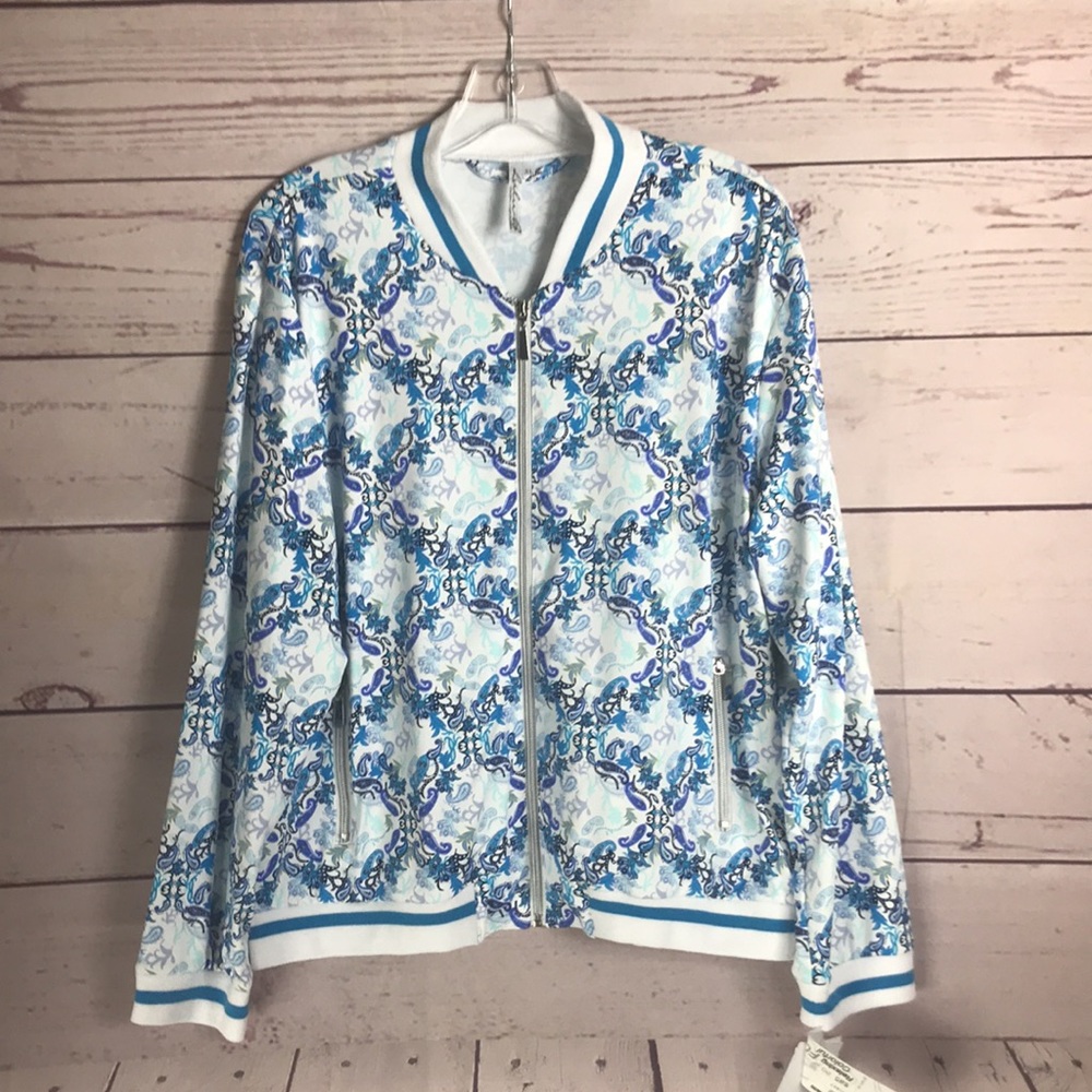 Lulu-B Blue and Purple Patterned Bomber Jacket
